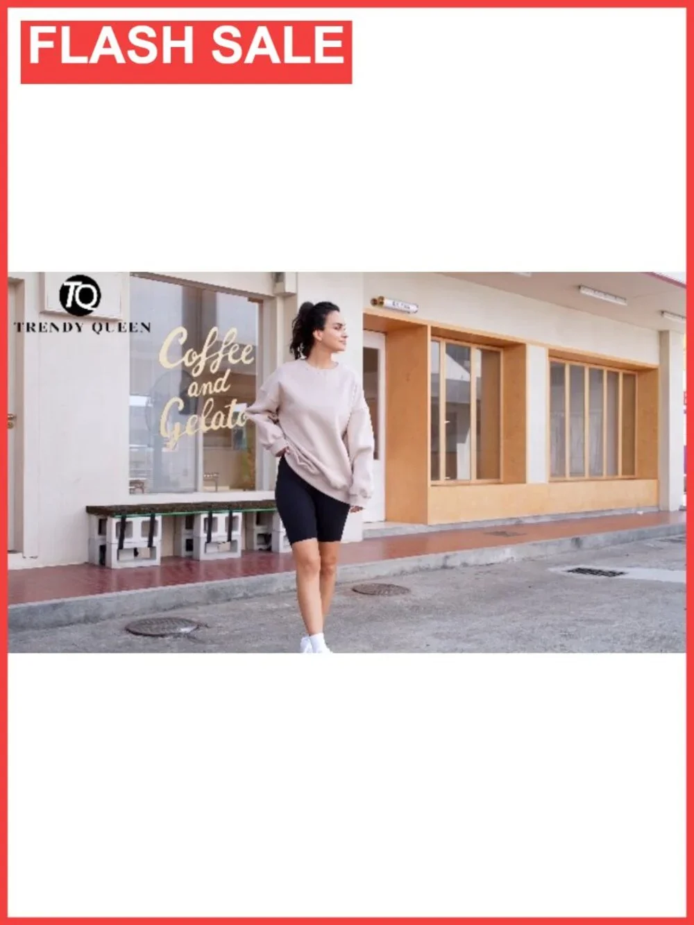 Oversized Crewneck Sweatshirt Polyester Cotton Pullover Long Sleeve Women
